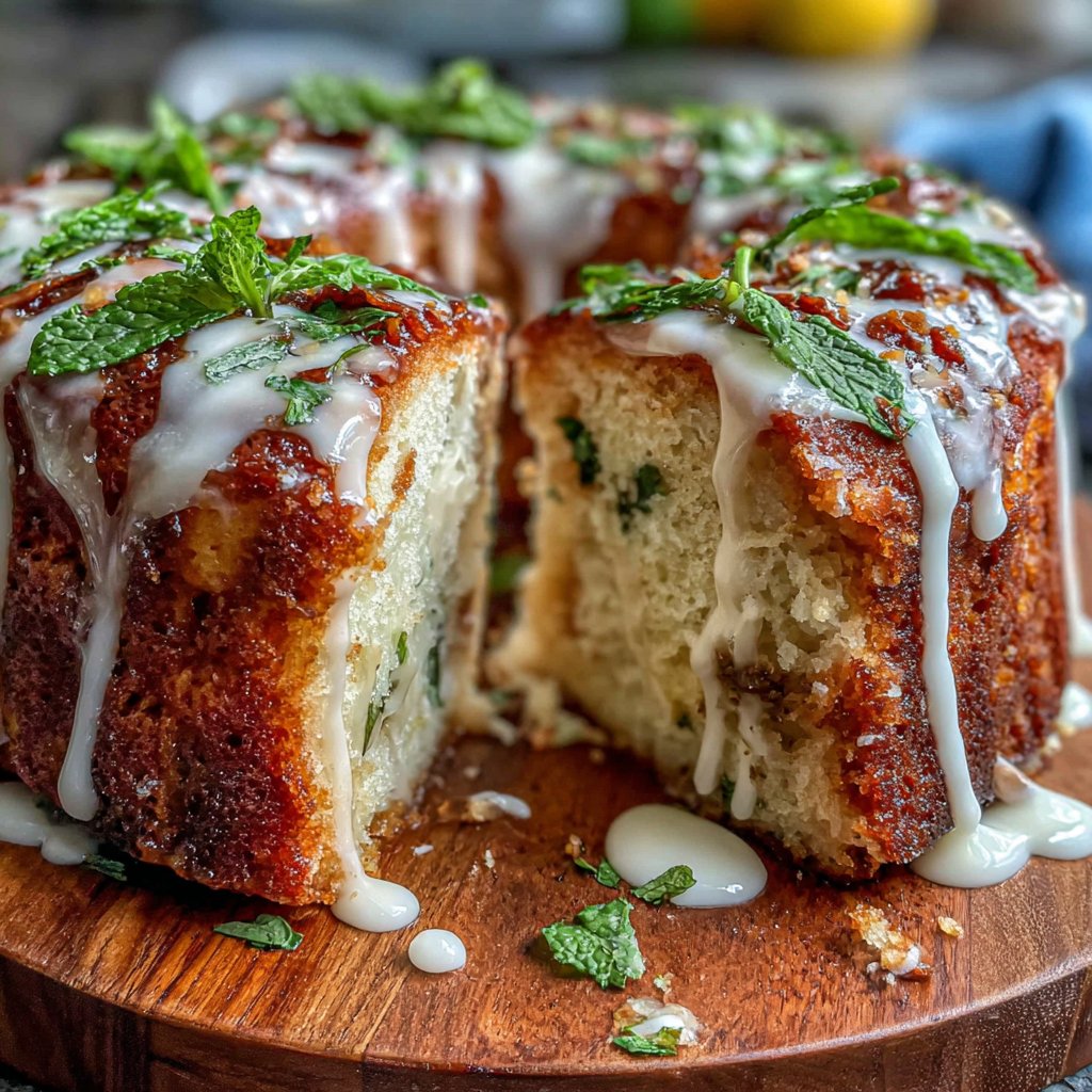 Lemon Mint Spring Pudding Cake