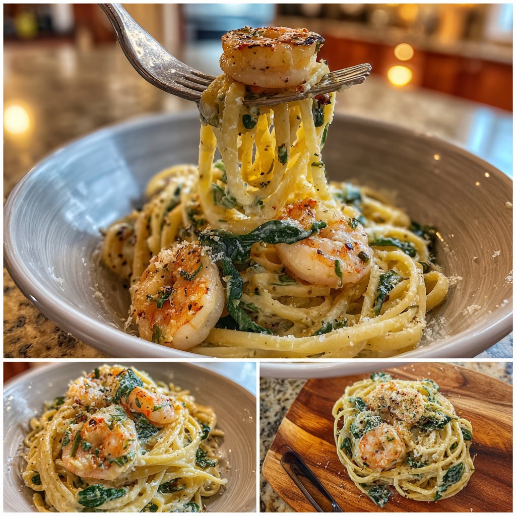 One Pot Creamy Garlic Shrimp Pasta